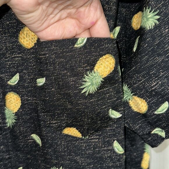 HAGGAR XXL Black Ivory Pineapple Lime Short Sleeve Button Front Shirt - Picture 8 of 10